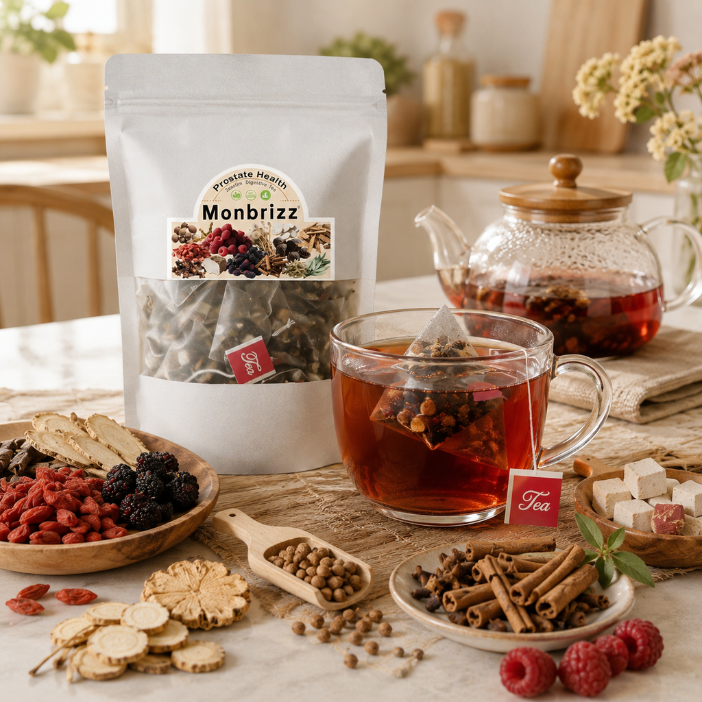 Men’s Daily Wellness Herbal Tea | Goji Berry & Dandelion Botanical Infusion | Traditional Chinese Herbal Blend | 20 Individually Wrapped Tea Bags
