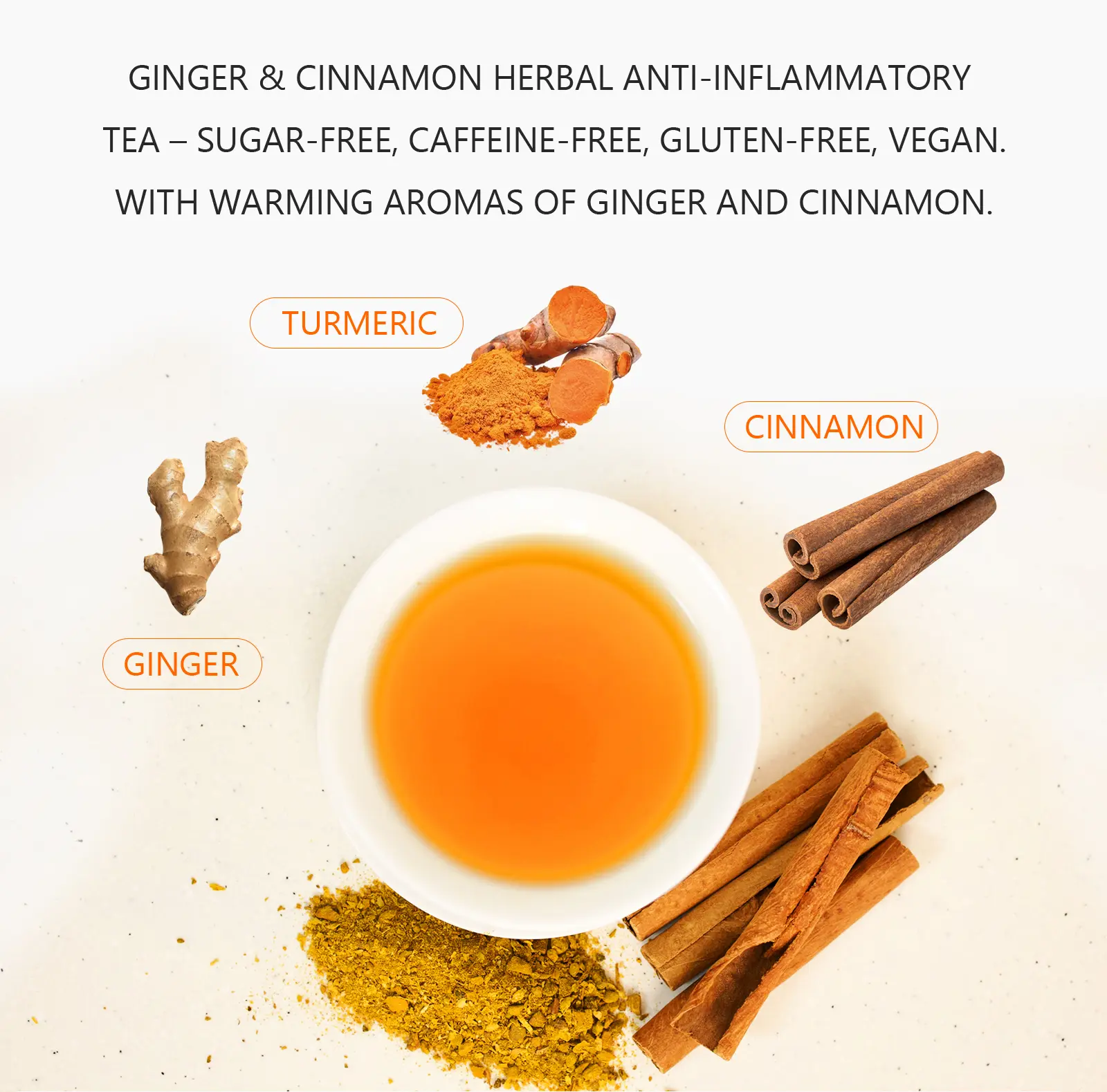 Turmeric Ginger Tea – Warming Herbal Tea Bags with Cinnamon for Everyday Wellness