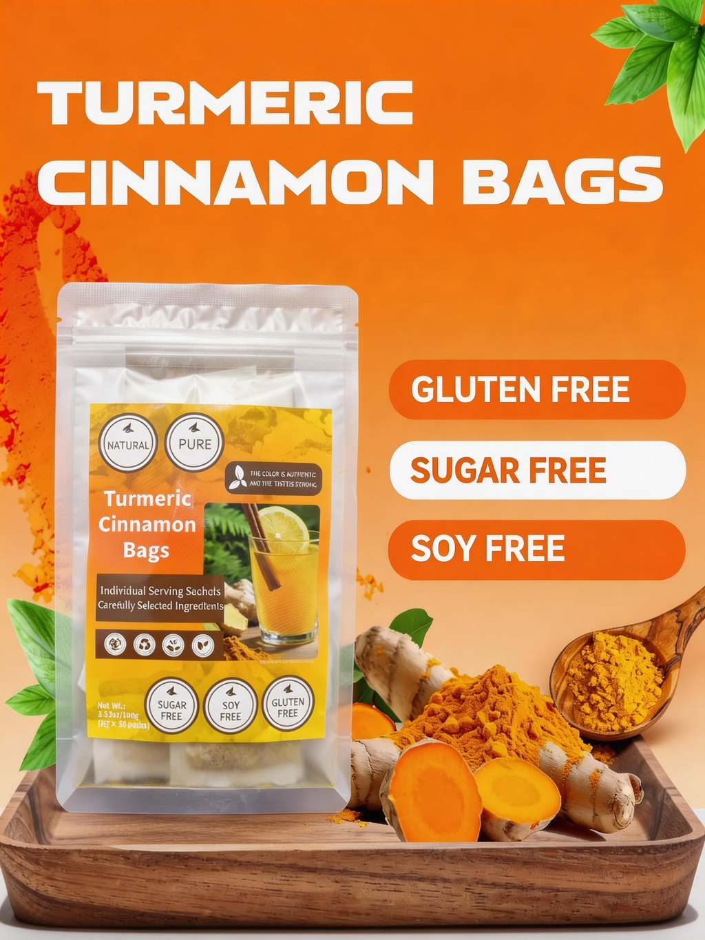 Turmeric Ginger Tea – Warming Herbal Tea Bags with Cinnamon for Everyday Wellness