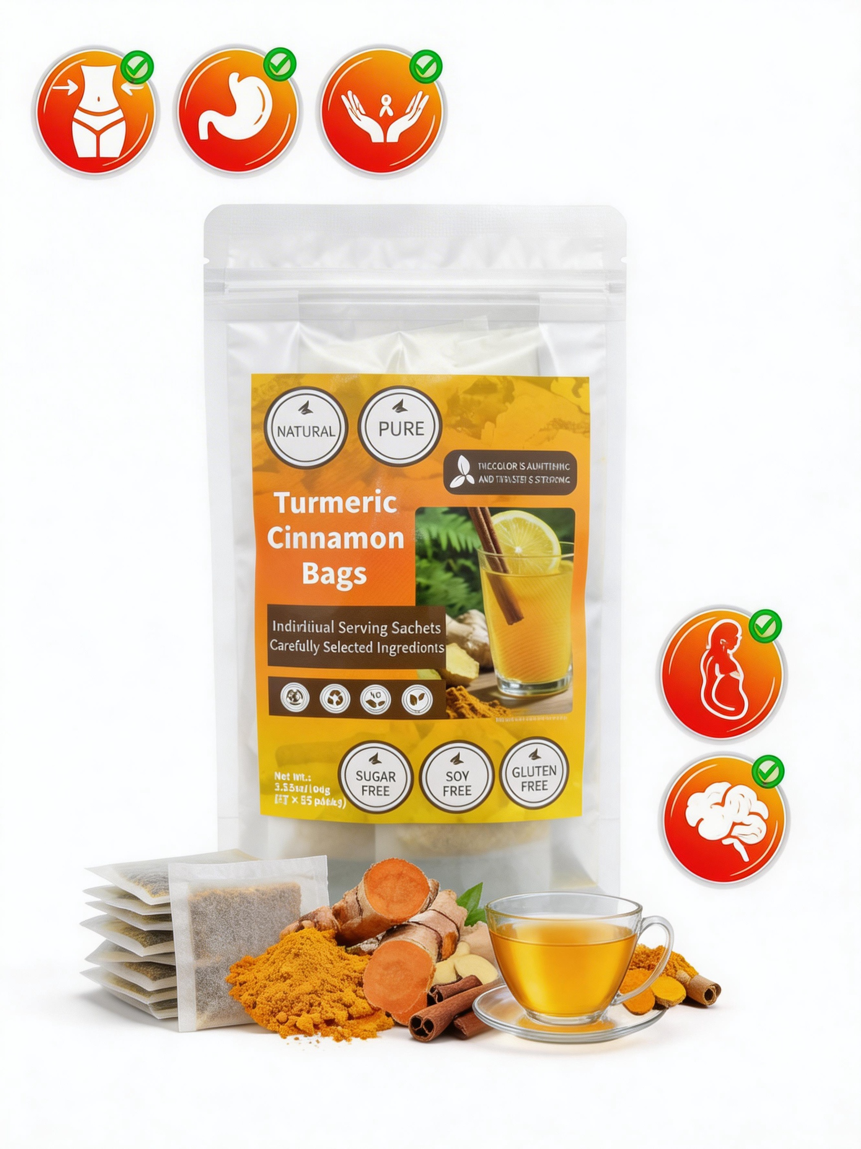 Turmeric Ginger Tea – Warming Herbal Tea Bags with Cinnamon for Everyday Wellness